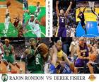Финале НБА 2009-10, разыгрывающий защитник, Rajon Рондона (Celtics) против Дерек Фишер (Лейкерс)